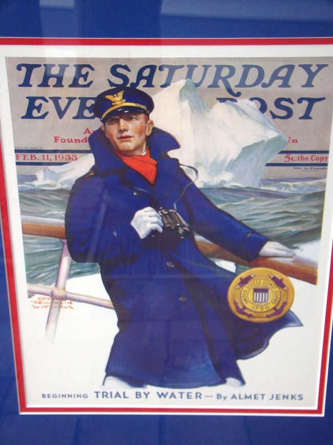 A reprint of the cover of The Saturday Evening Post February 11, 1933 honoring the U.S. Coat Guard